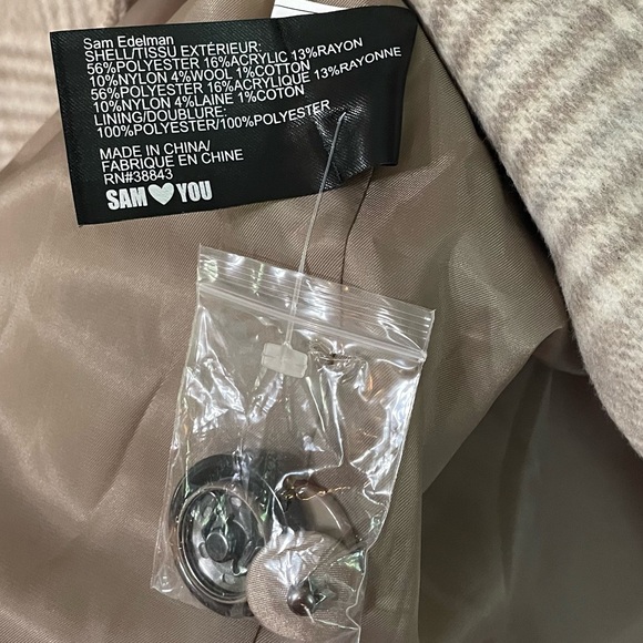 NWT Sam Edelman Windowpane Plaid Coat in Feminine Plaid Size S Wool blend - Picture 3 of 10